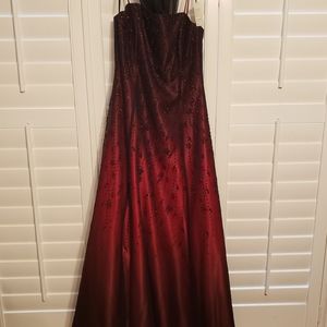 Full Length A-Line Burgundy Beaded Dress